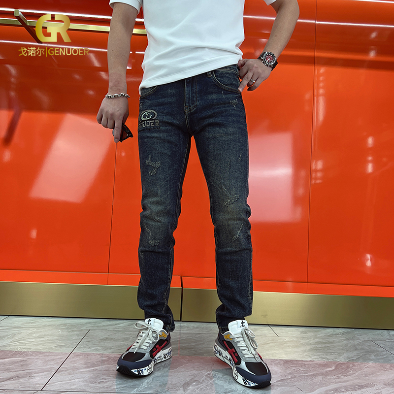 戈诺尔2025秋季新款男士牛仔裤兰色时尚百搭休闲长裤子男装46010