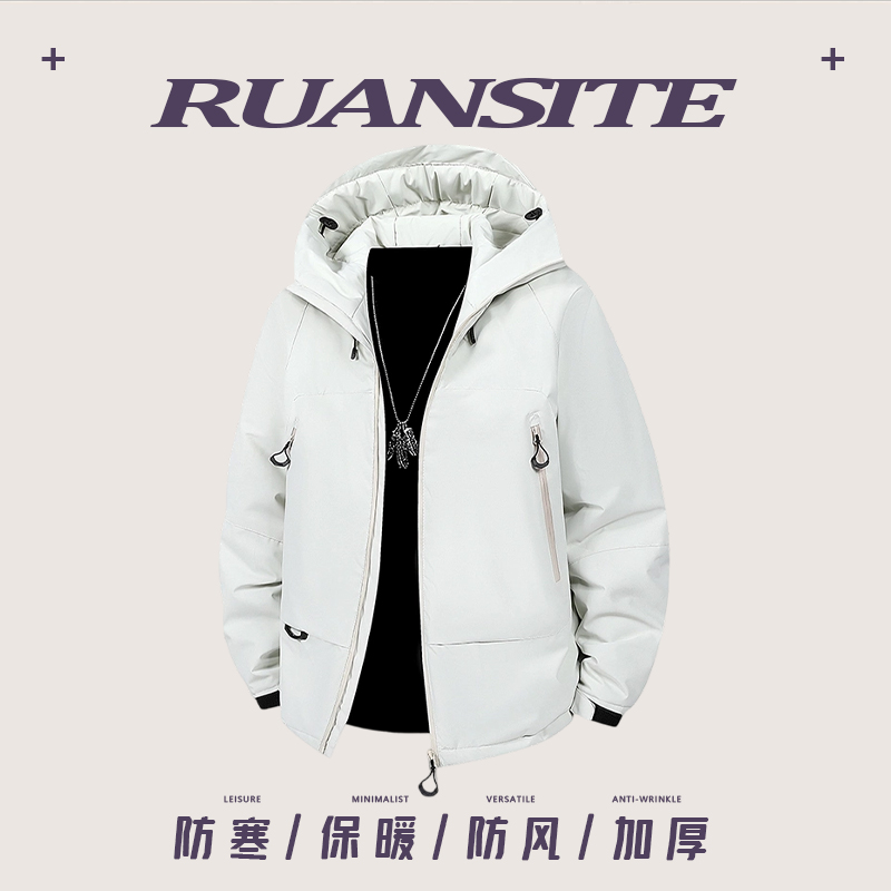 RUANSITE户外连帽爆款棉衣2025冬季新款加厚防风御寒男女同款外套