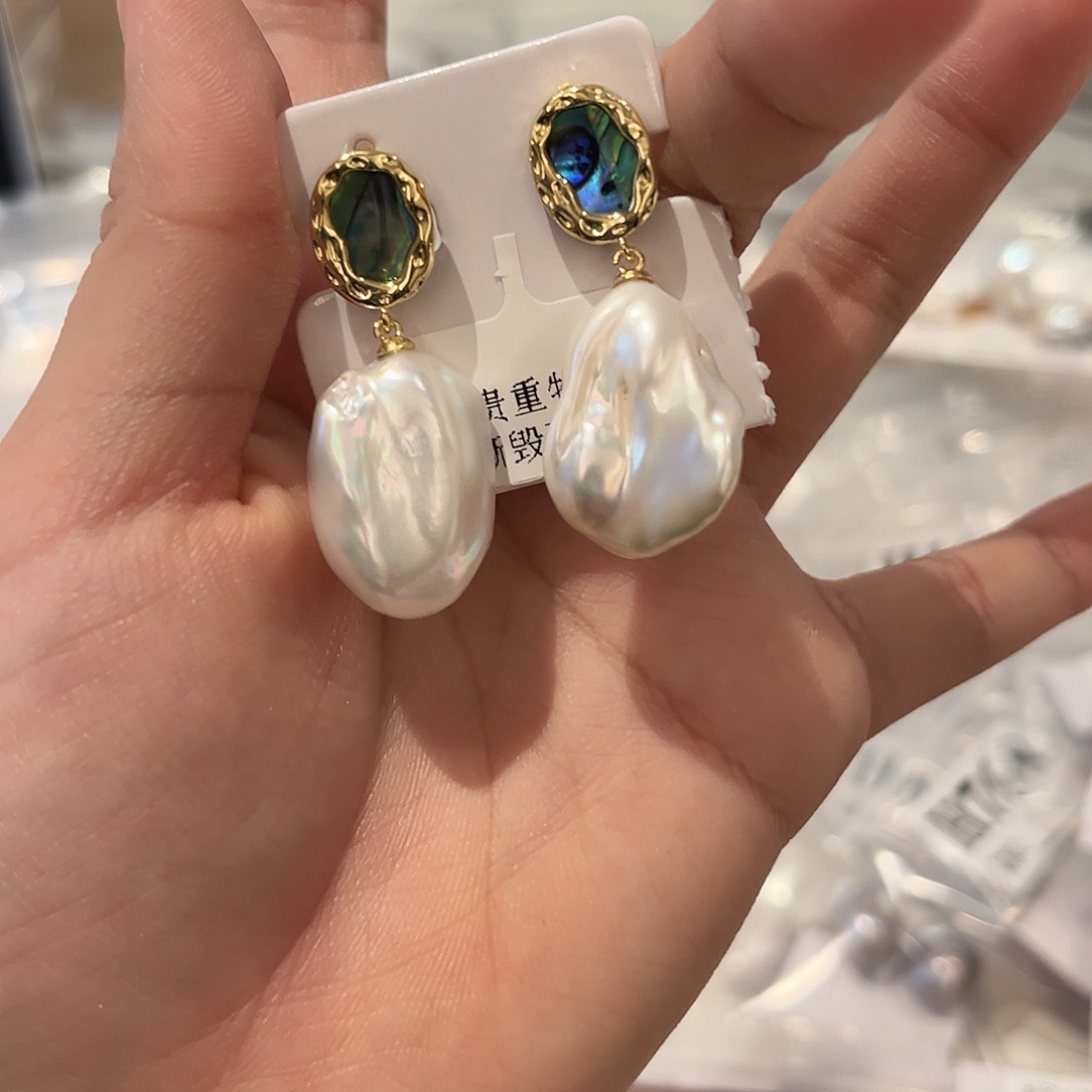 合金淡水珍珠耳饰