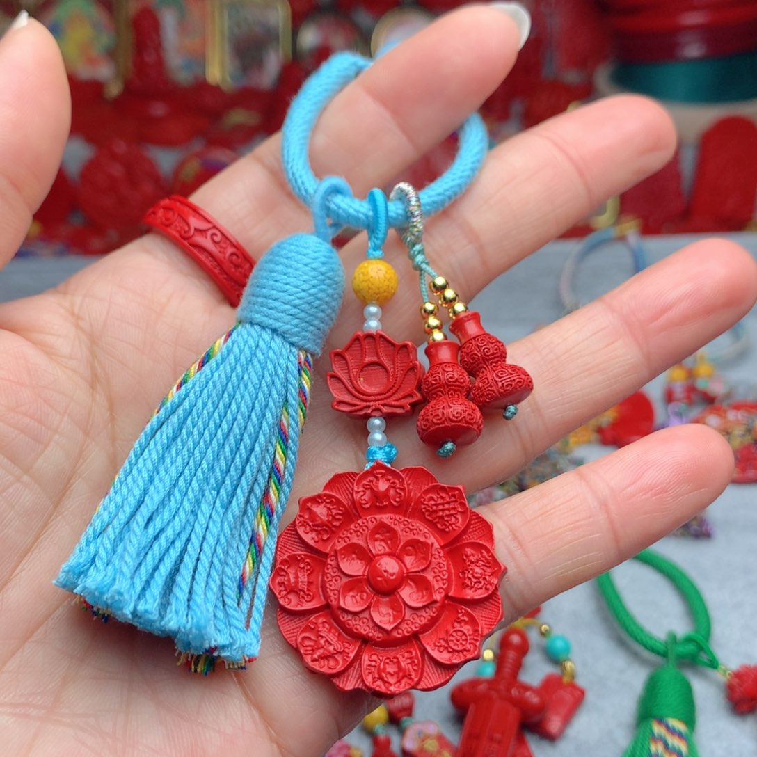 天然辰砂工艺品朱砂钥匙扣包包挂