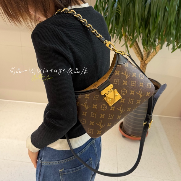 95新 LouisVuitton/路易威登 尚品一阁/Twinny新款黑牛角包芯片款