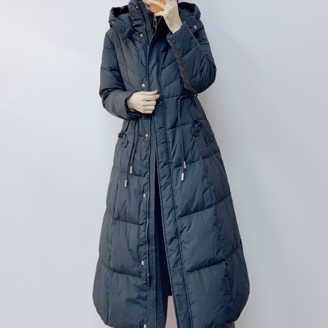 128时尚气质国风盘扣中长款收腰羽绒服7128/GP