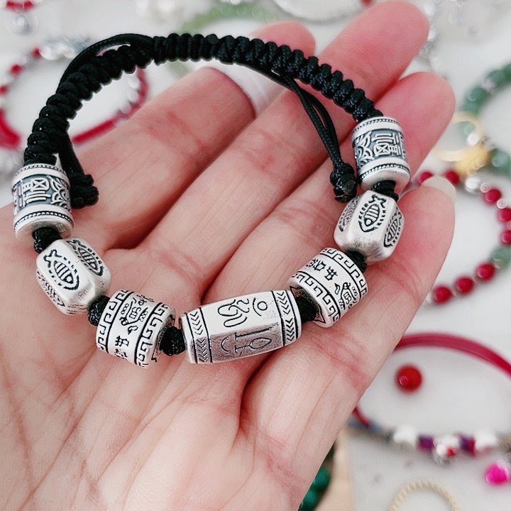 珐琅吊坠足银多宝手链