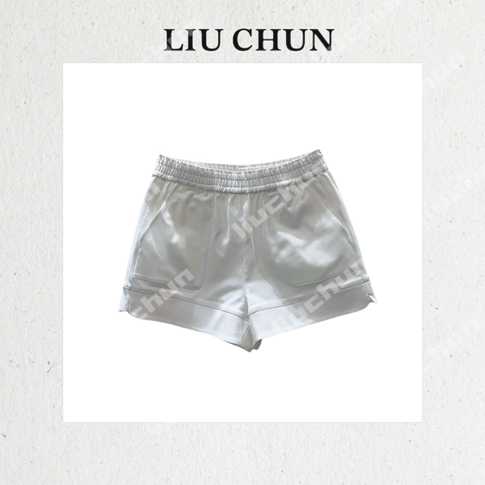 【斜口袋弹力腰】CHUN家净色短裤