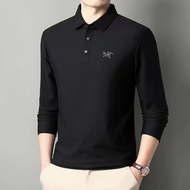 【奥特莱斯】正品刺绣鸟家男士长袖T恤秋季翻领休闲宽松打底polo衫