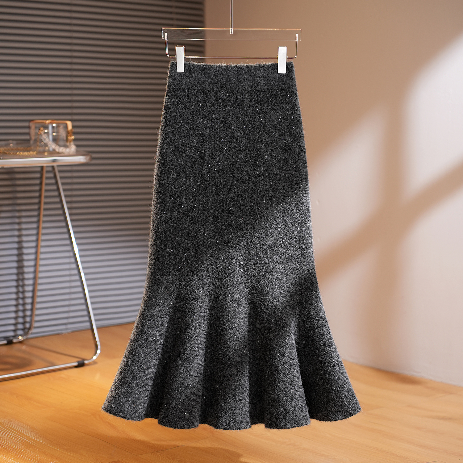 高级感毛呢鱼尾半身裙女2025秋冬季新款中长款显瘦洋气正版鱼尾裙