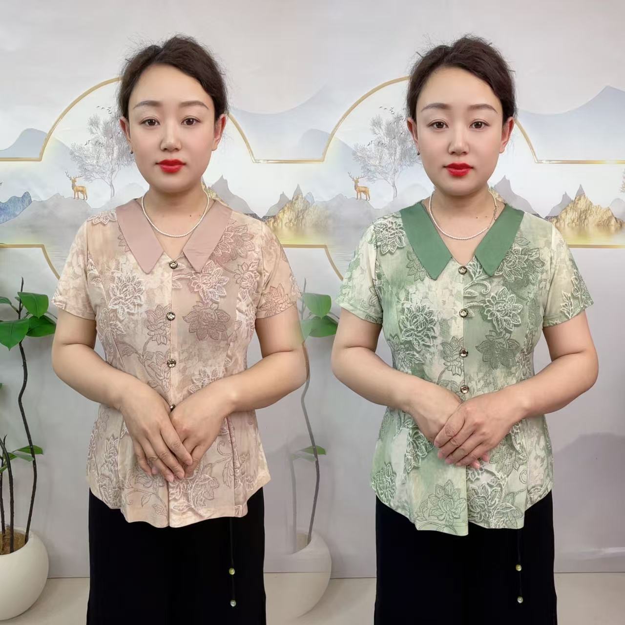 夏季新中式妈妈装时尚复古中式中国风改良版显瘦小衫网红
