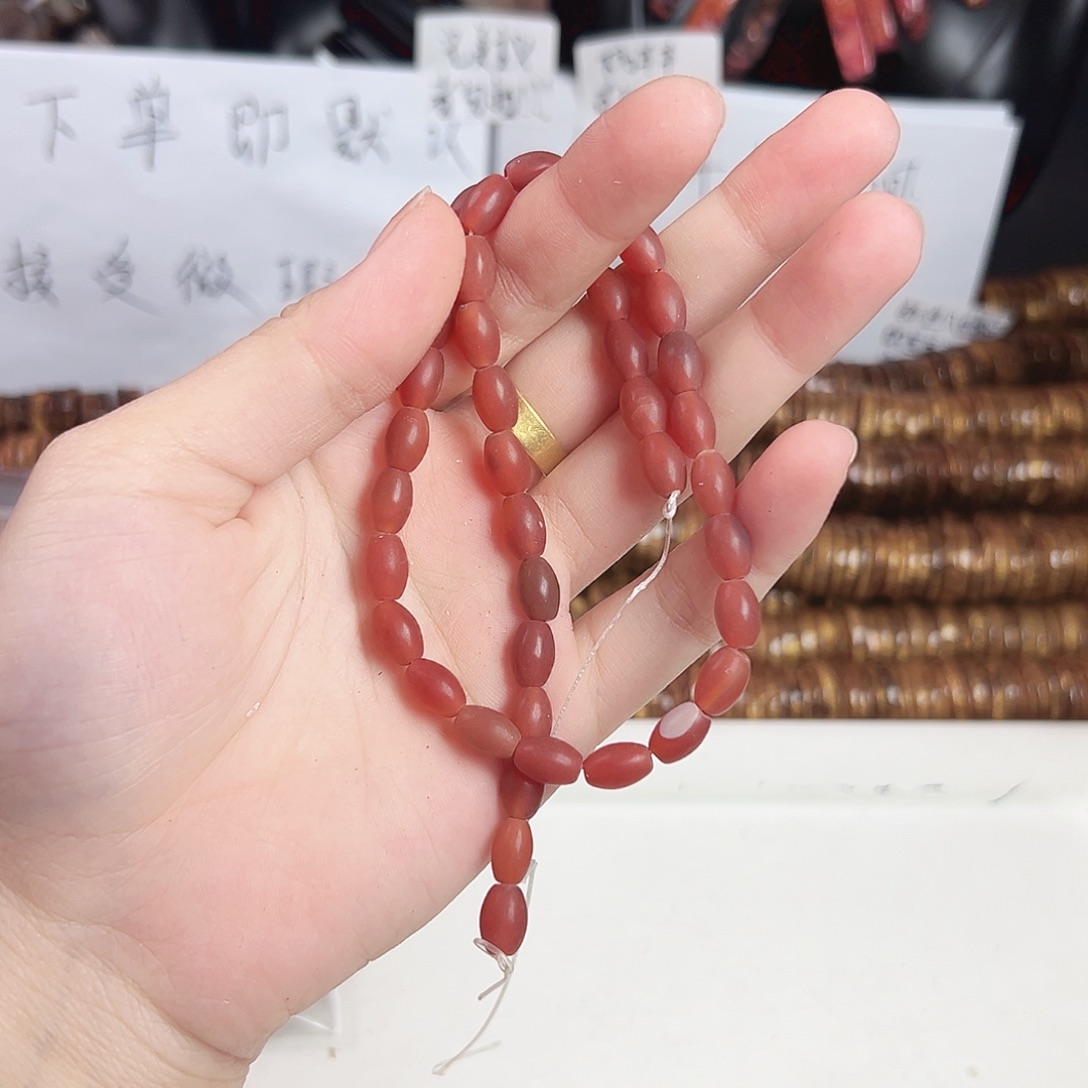 玛瑙/玉髓合金珠宝半成品h727 6m 磨砂小米珠一条