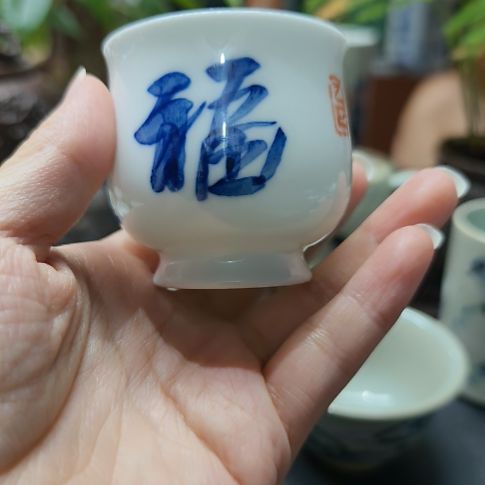 齐***山手绘书法主人杯一个