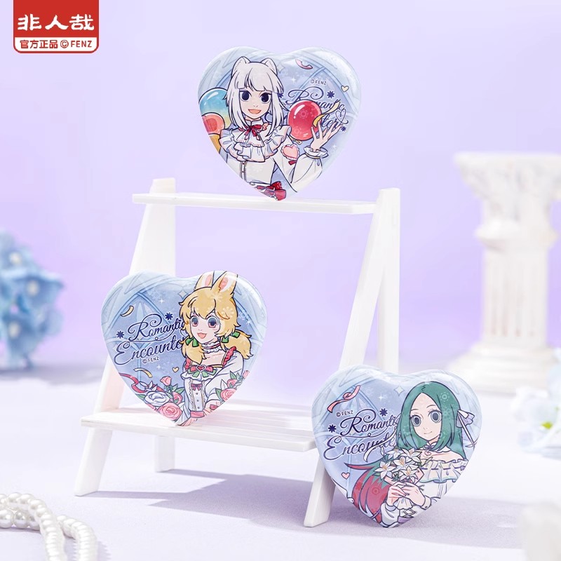  非人哉礼遇系列马口铁徽章心形动漫周边镭射爱心膜吧唧