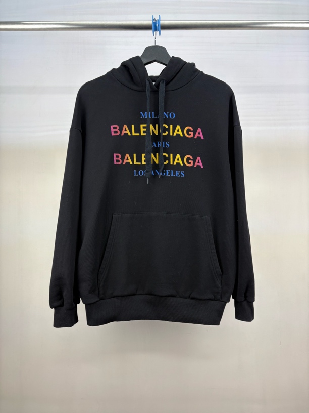 99新 Balenciaga/巴黎世家 彩虹logo印花帽衫/XS码/M5426