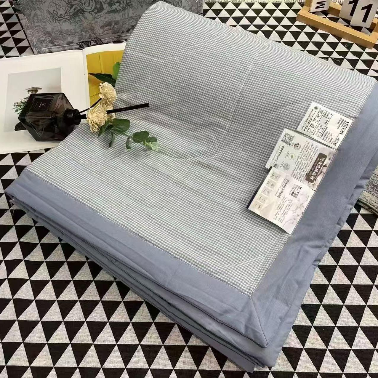 【蓝色格子-夏被】水洗棉花被简约舒适轻奢床品