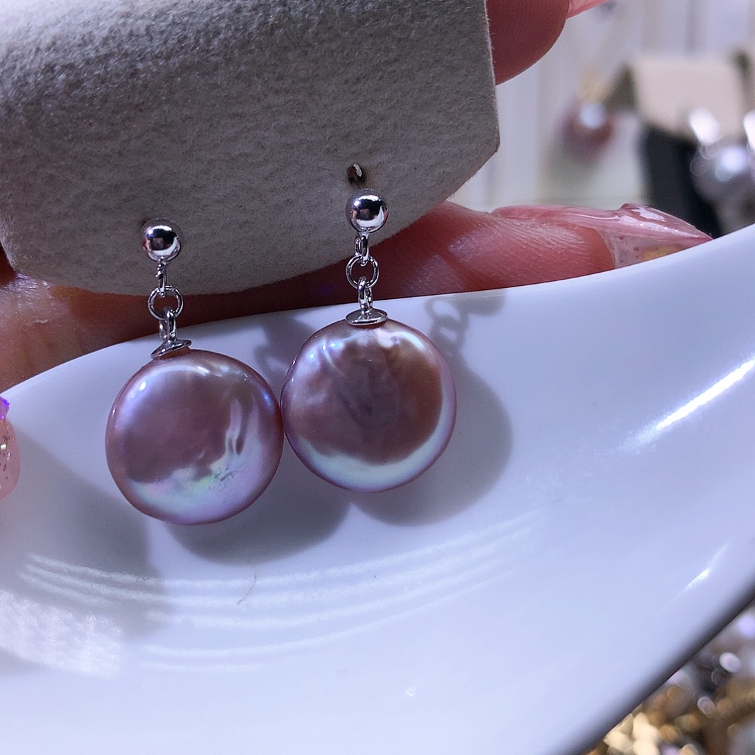 淡水珍珠耳饰银S925镶嵌