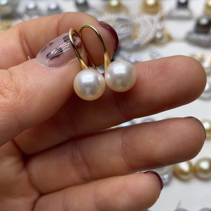 海水珍珠耳饰银S925镶嵌