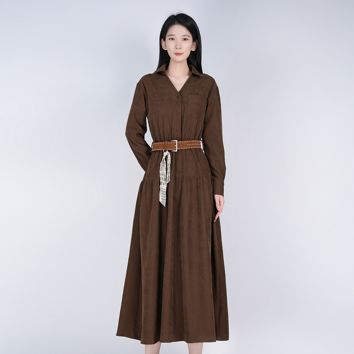 中国风复古百搭舒适气质长袖中长款秋季新款舒适连衣裙WH05007522