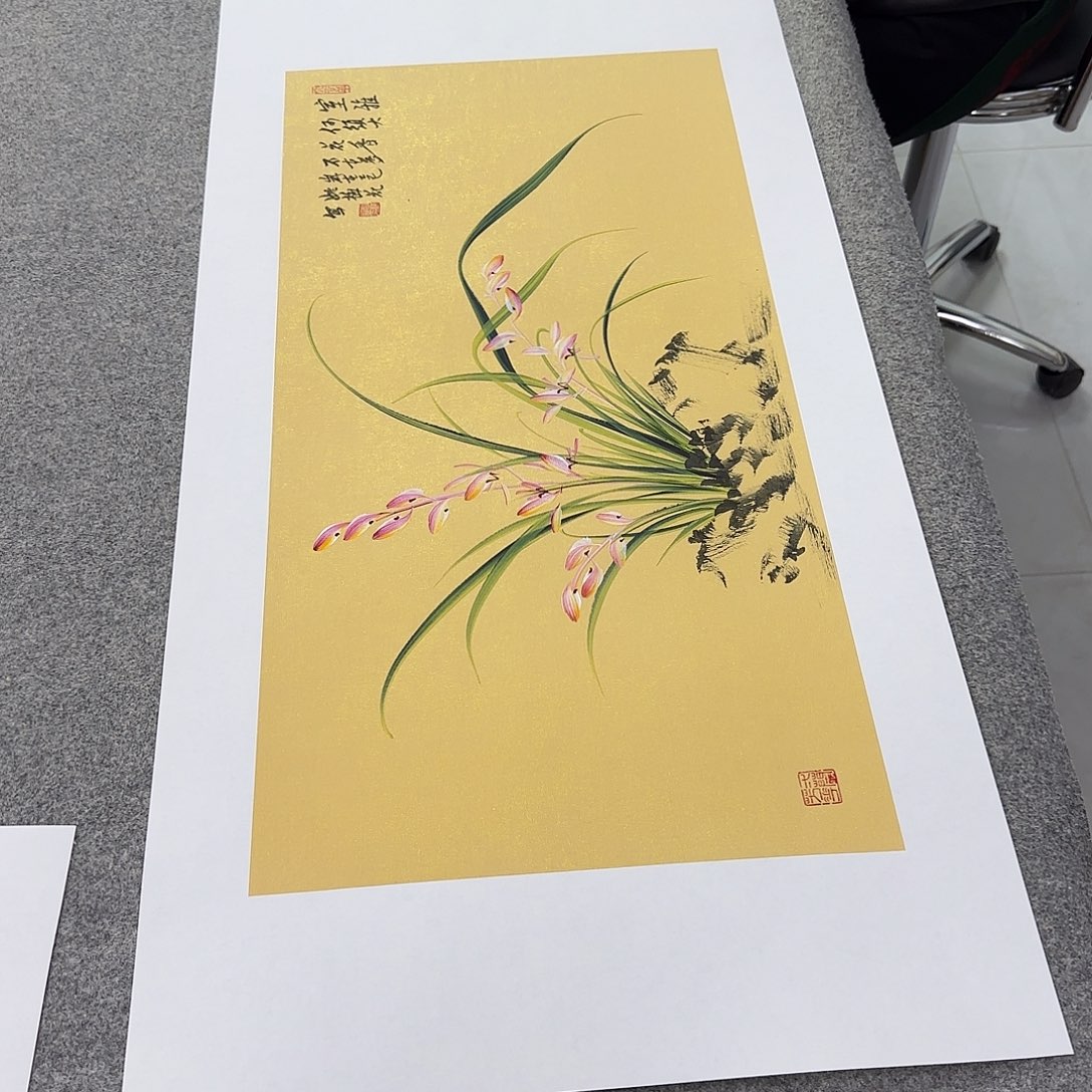 国画国画立体兰花