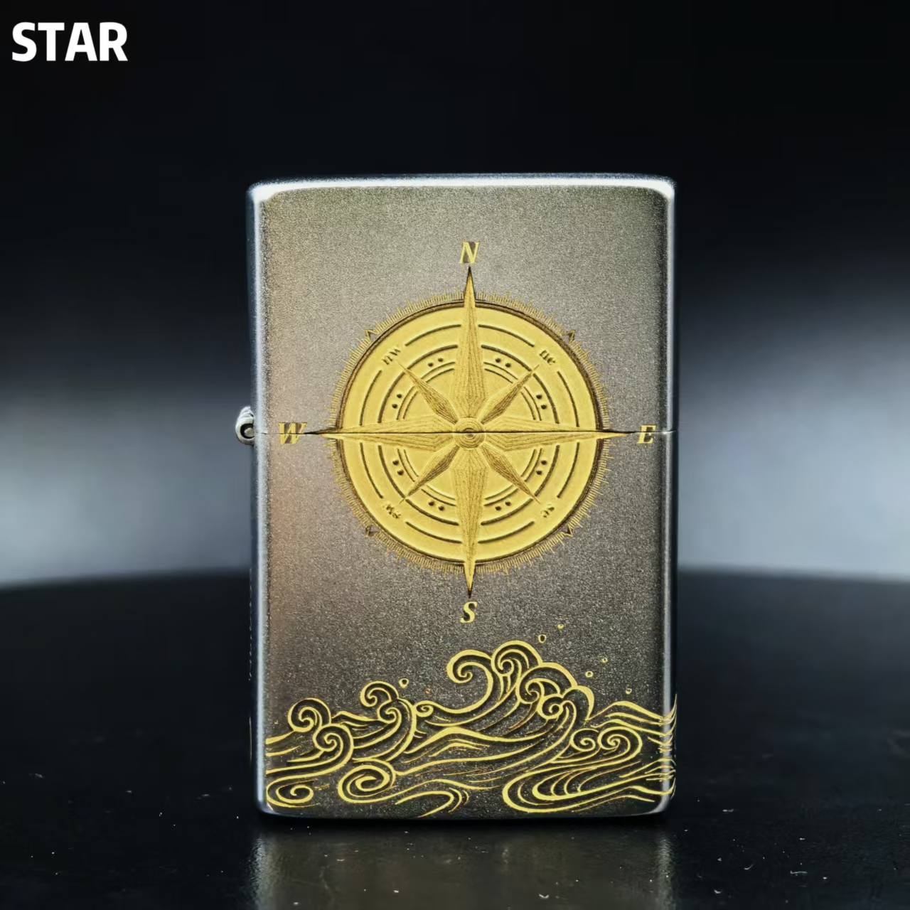 STAR恒星905全球版缎紗漏铜双色罗盘煤油打火机