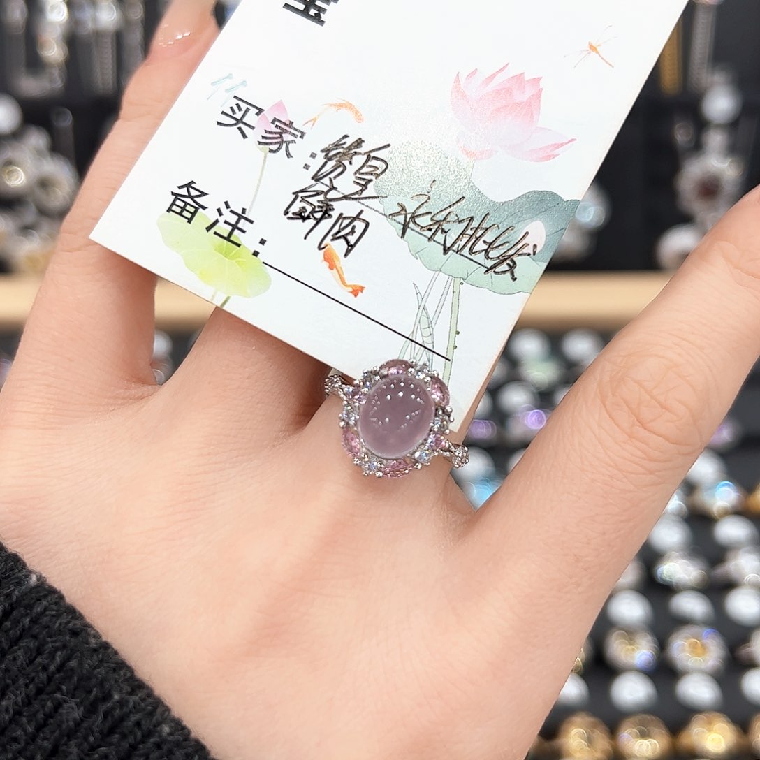 烟晶戒指银S925镶嵌戒指