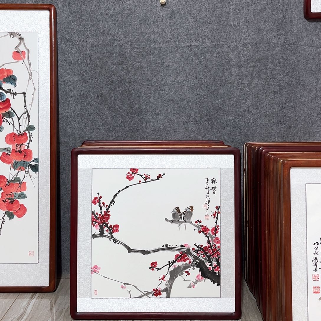 国画书画作品带框63×63