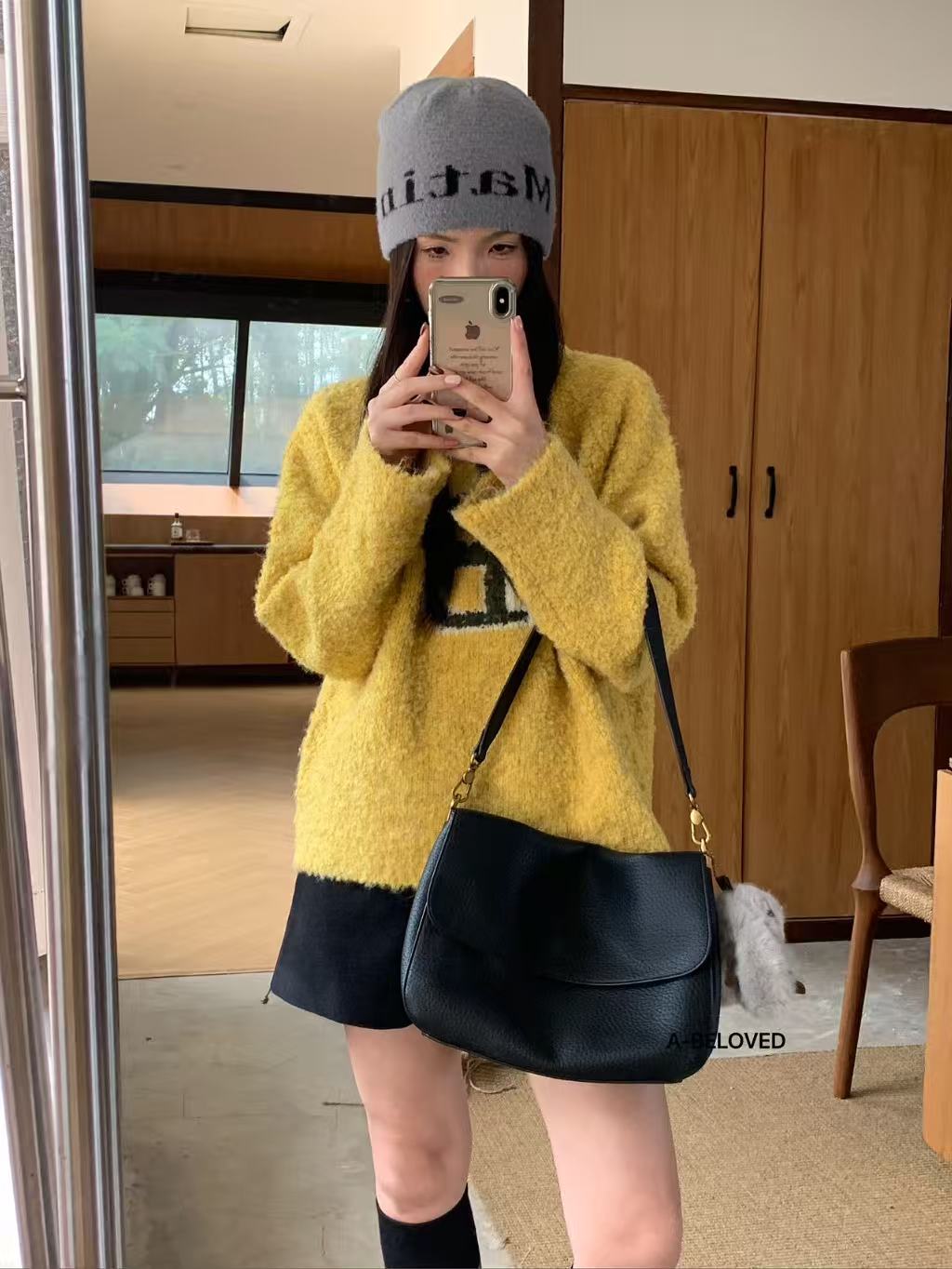 时尚单肩款可折叠秋冬斜挎包荔枝纹女士托特包网红