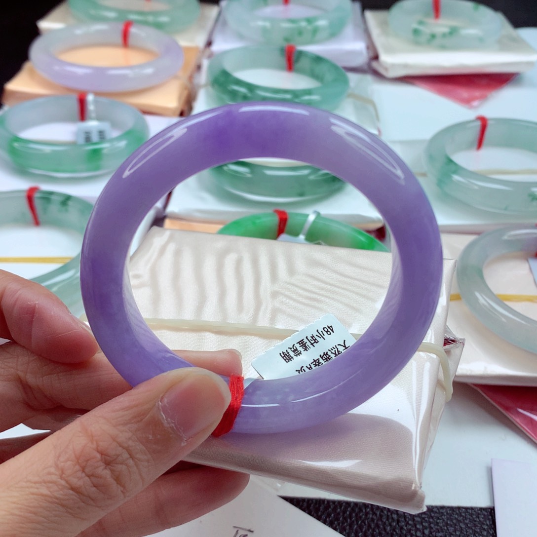 翡翠手镯未镶嵌54妖紫毕业紫重点推！A