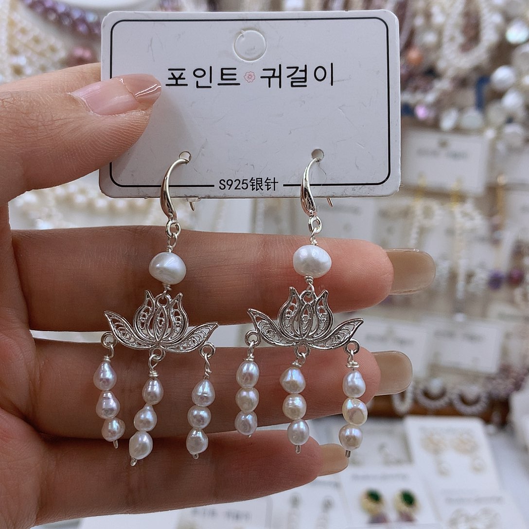 项链银S925镶嵌淡水珍珠