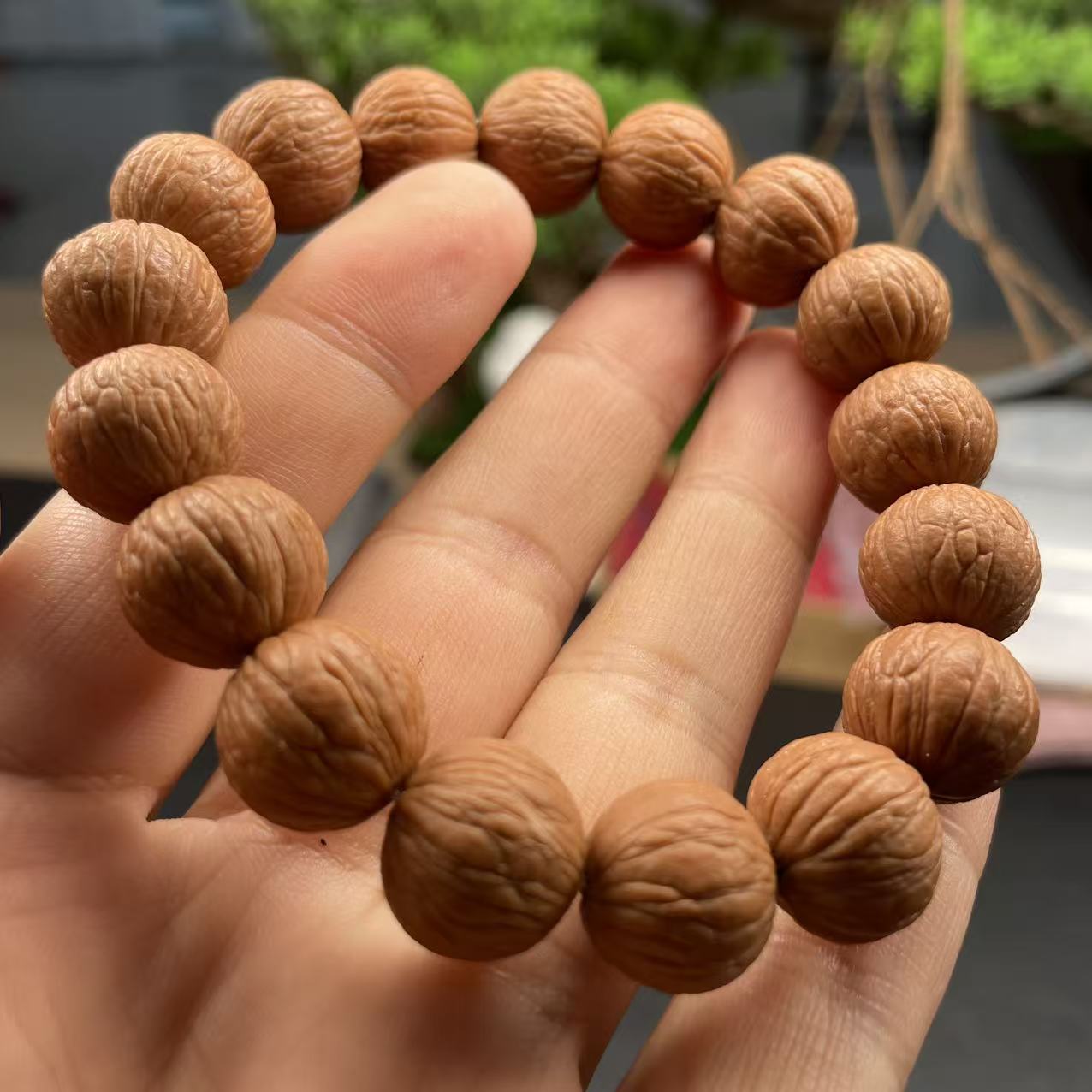 天然无修凤羽猴头核桃文玩手串单圈盘玩