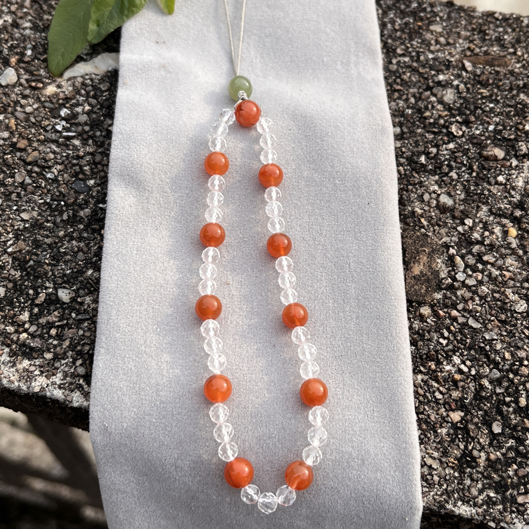 6mm南红+水晶挂链