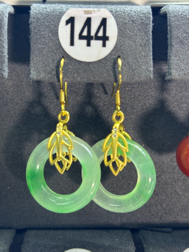 天然缅甸翡翠A货经典大气时尚耳饰 144