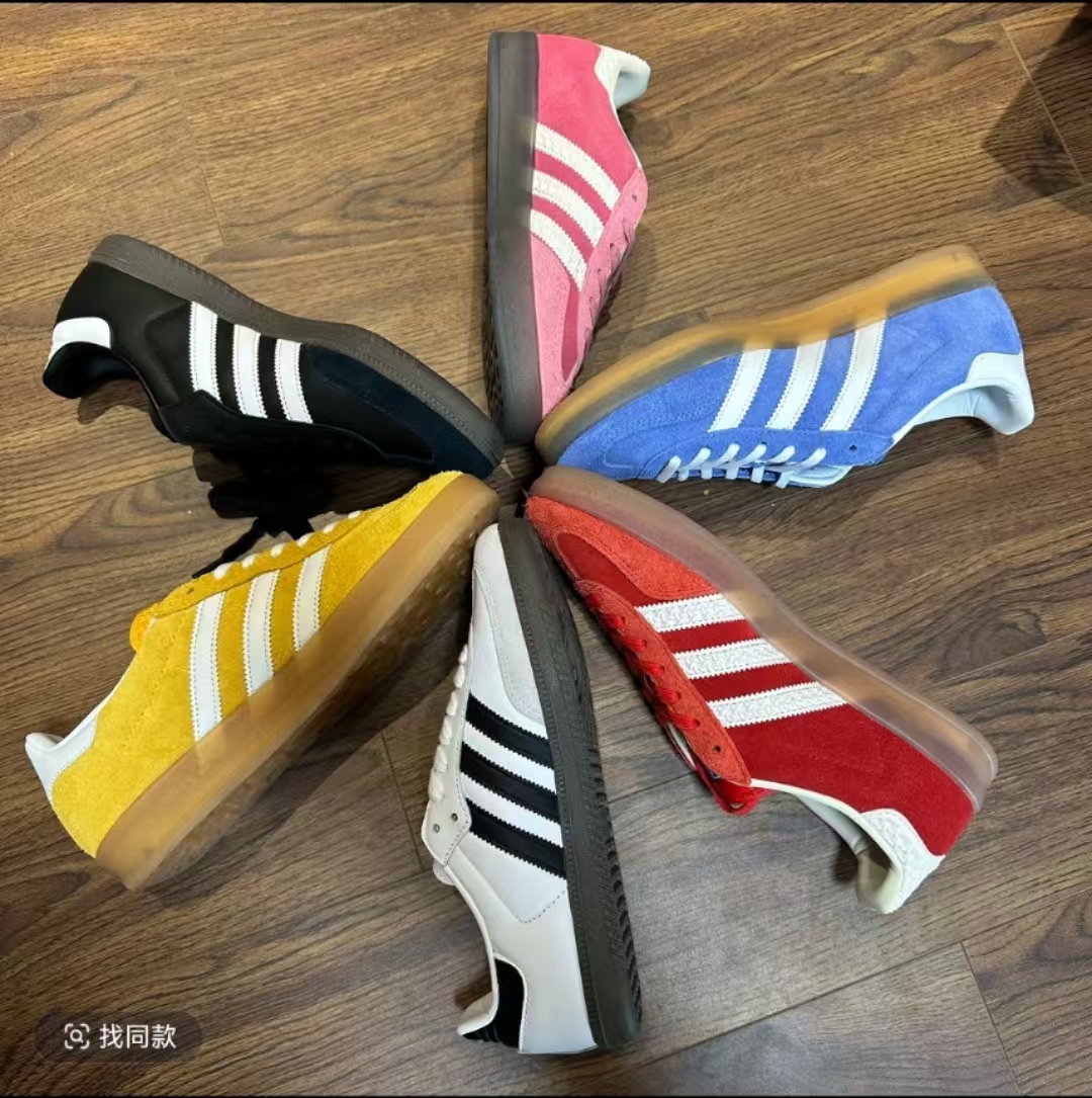 牛皮版粉色德训情侣款男鞋女鞋2025春季新款运动休闲板鞋