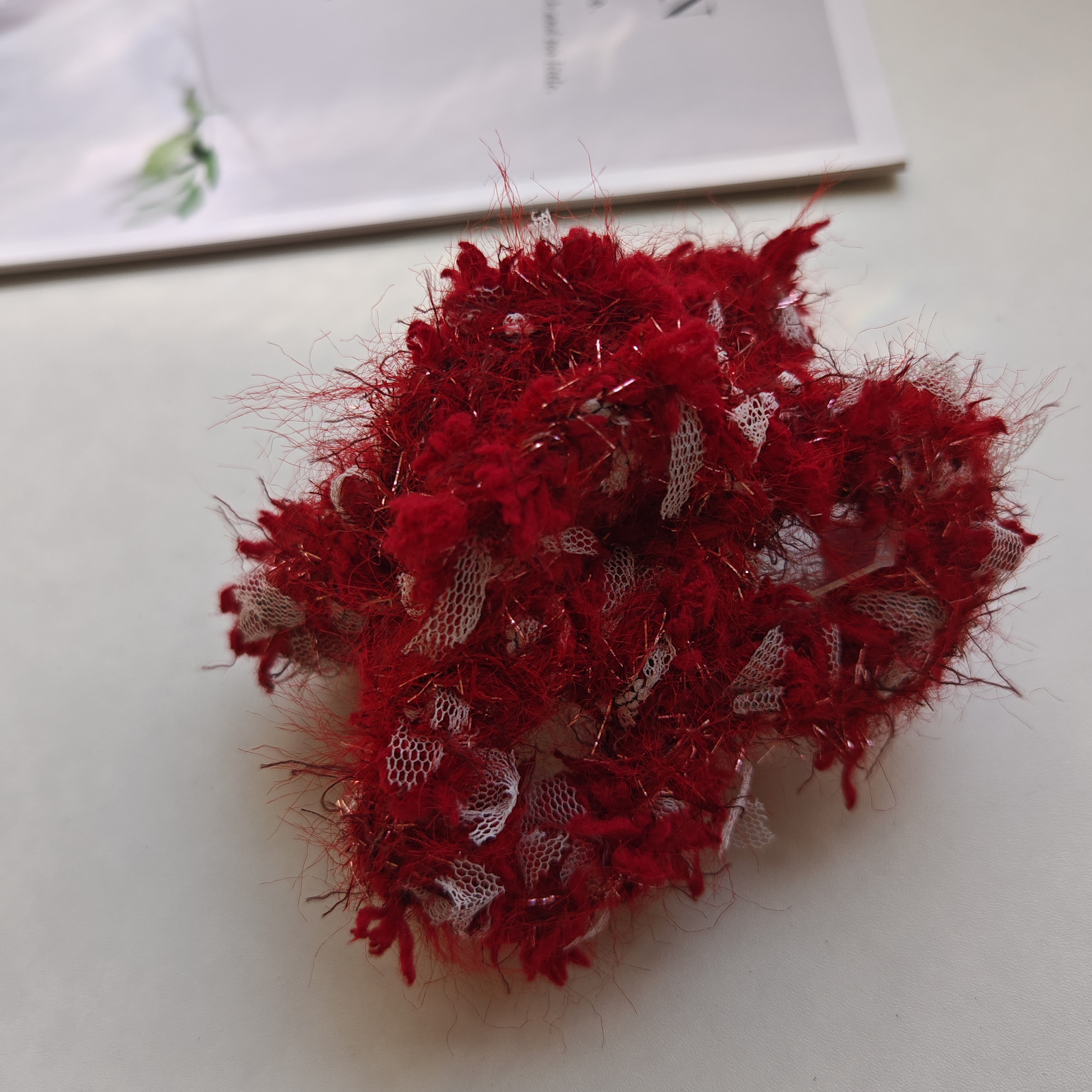 【乐心】红色玫瑰系列手混线手工钩织抓夹~气质纯手工手作编织彩色