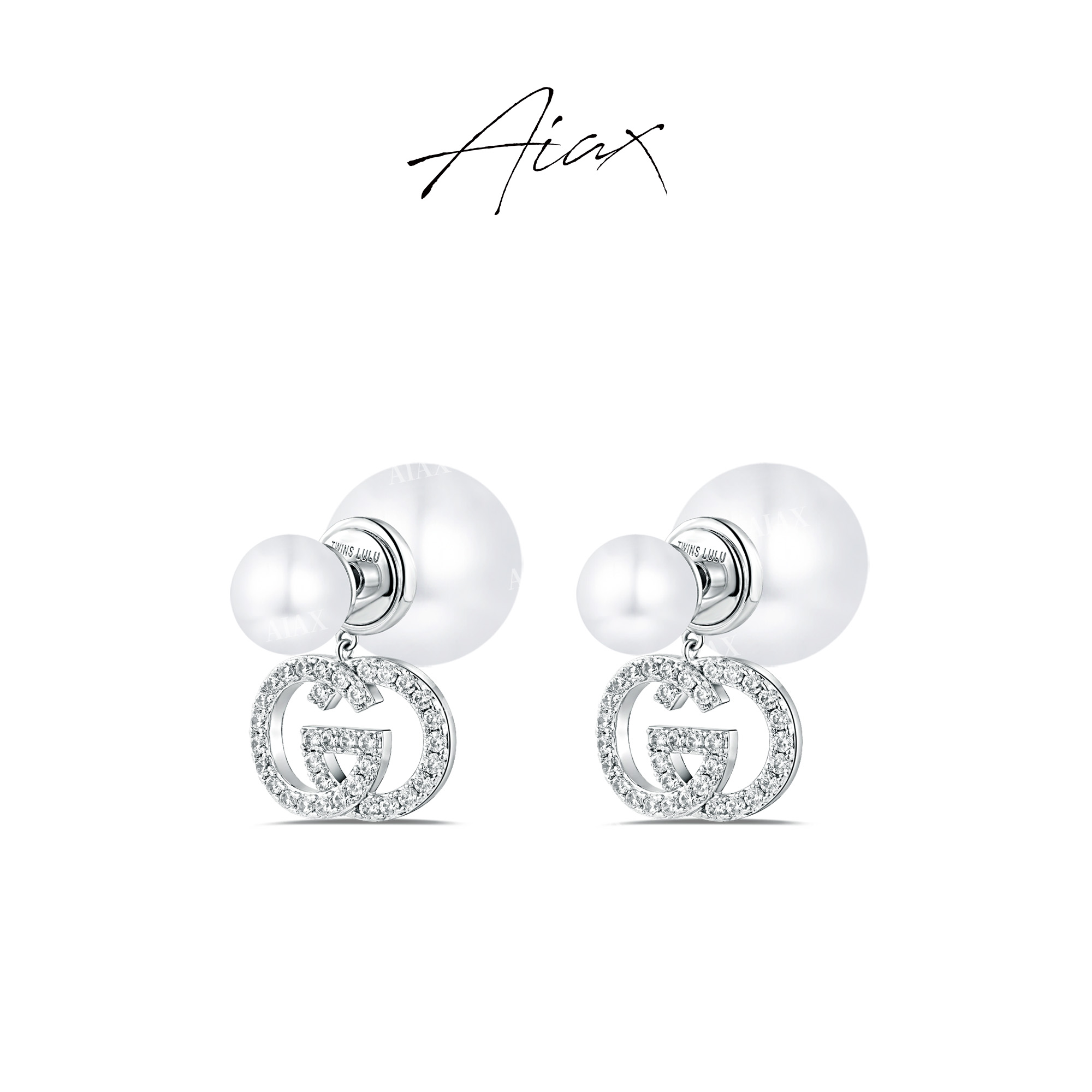 AIAX 618 意大利小香风手工镶嵌字母珠珠耳环TSL505