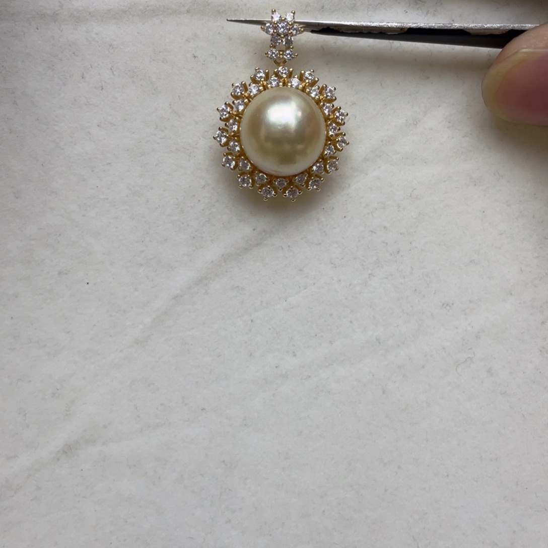 海水珍珠银S925镶嵌吊坠(不含链)