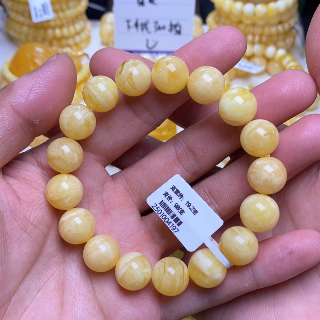 【闪购商品】蜜蜡裸石未镶嵌12+圆珠手串