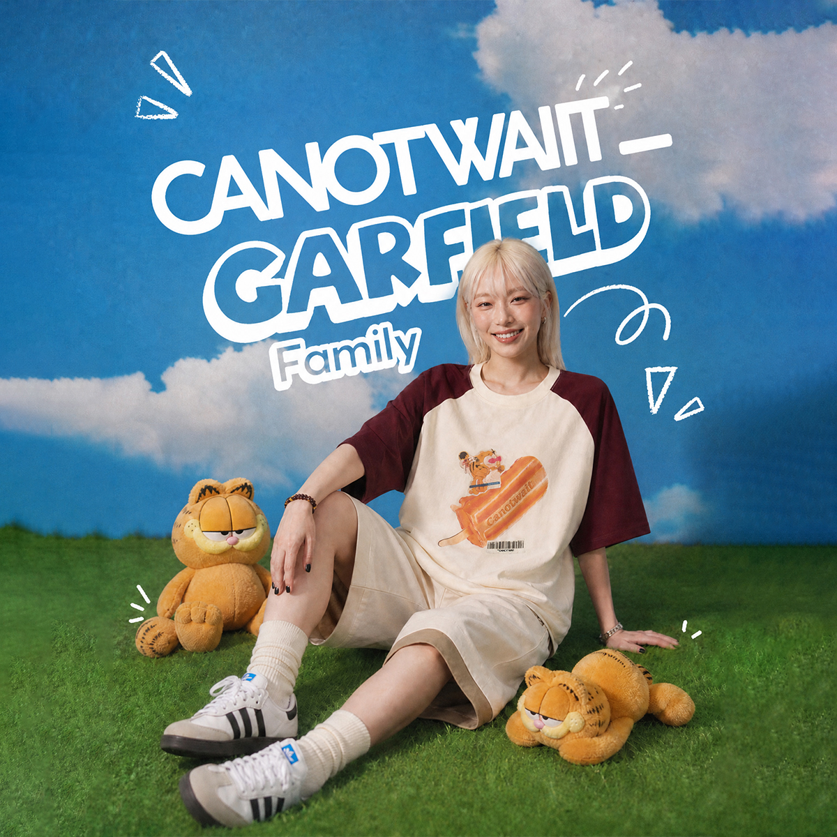 陈伟霆短袖CANOTWAIT_加菲猫家族联名棒冰印花T恤夏季潮流休闲