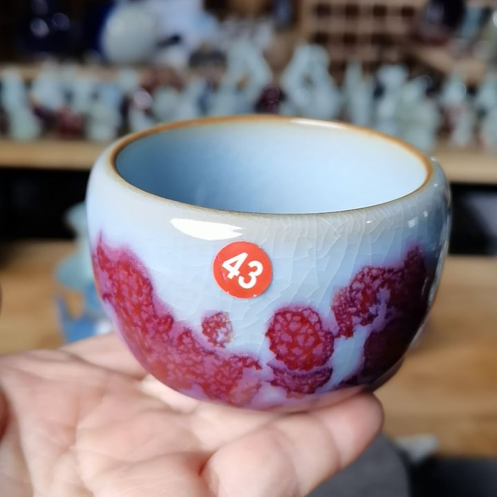 43钧瓷窑变釉卧足禅定杯