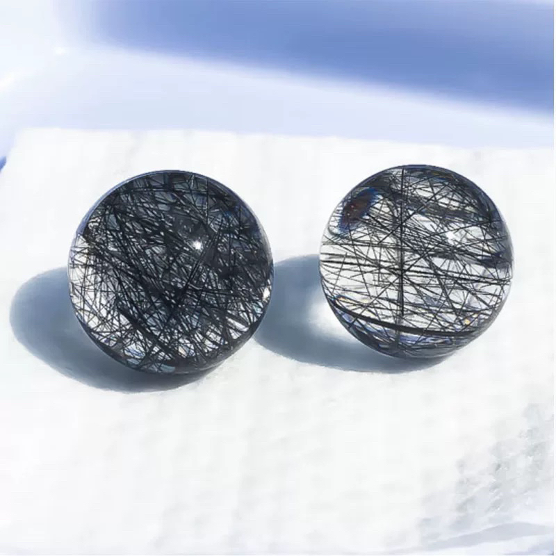 天然黑发晶散珠巴西黑发水晶圆珠手链多宝手串配珠单珠