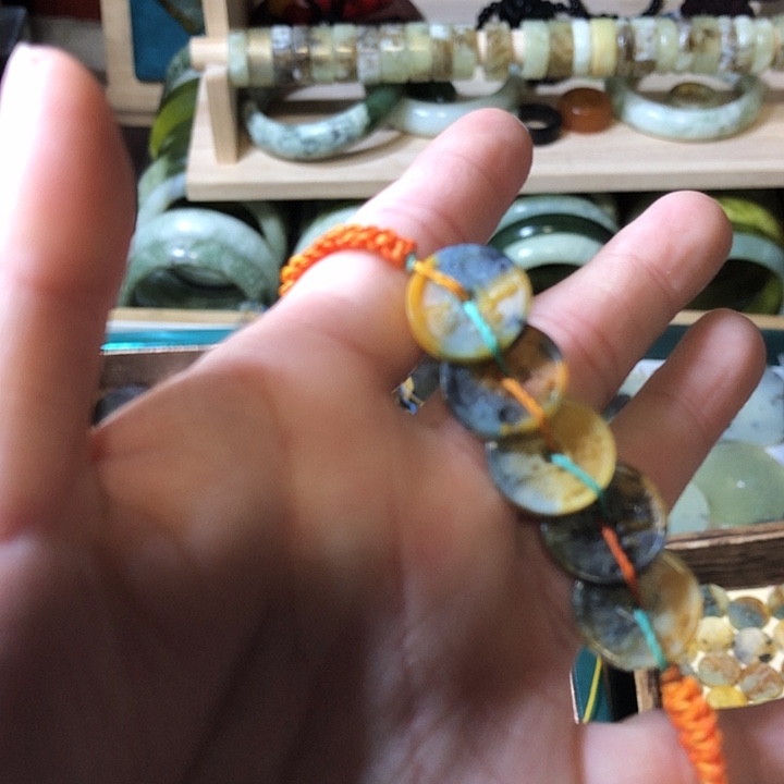 岫玉岫玉五帝钱手链未镶嵌