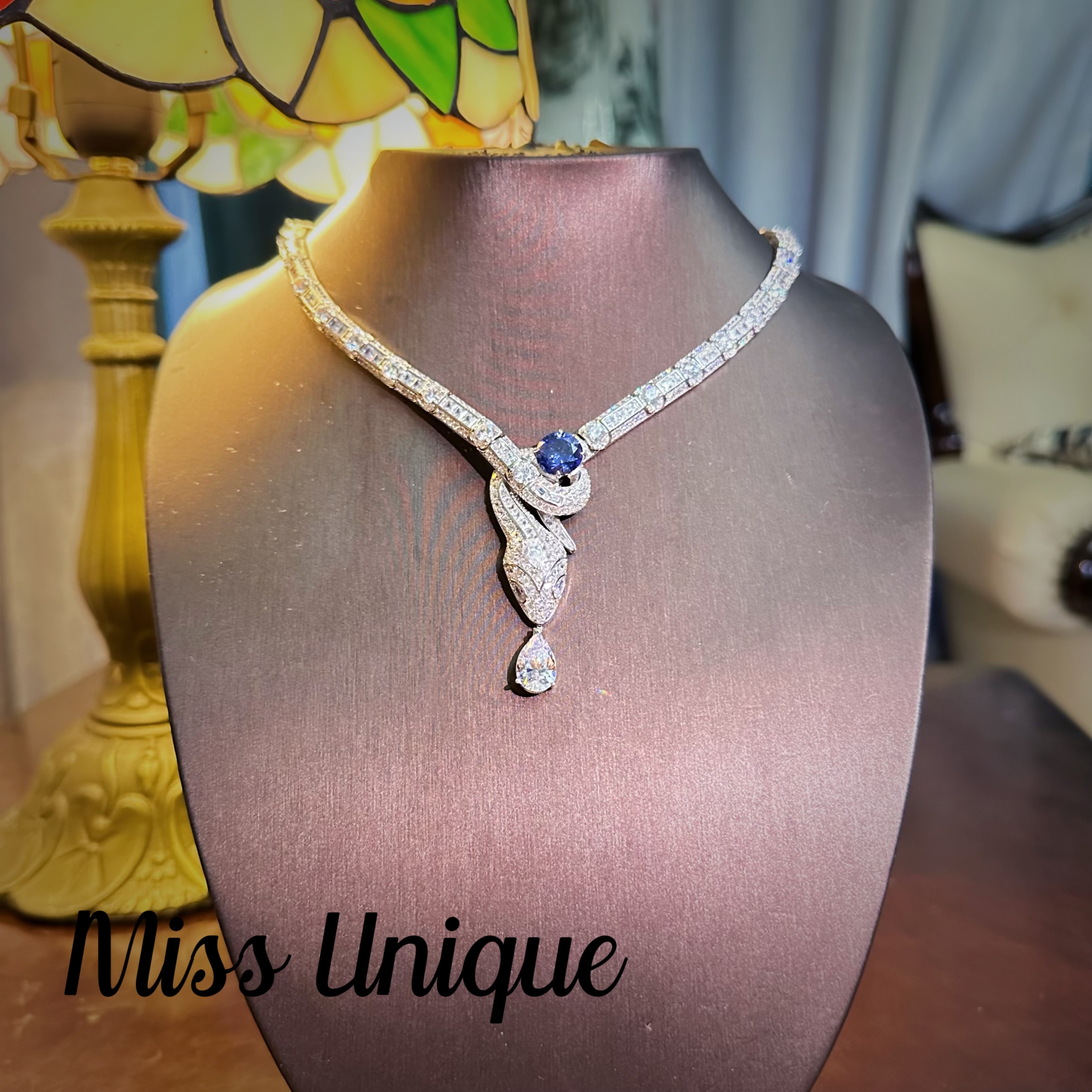 S6304外贸蓝色蛇头项链