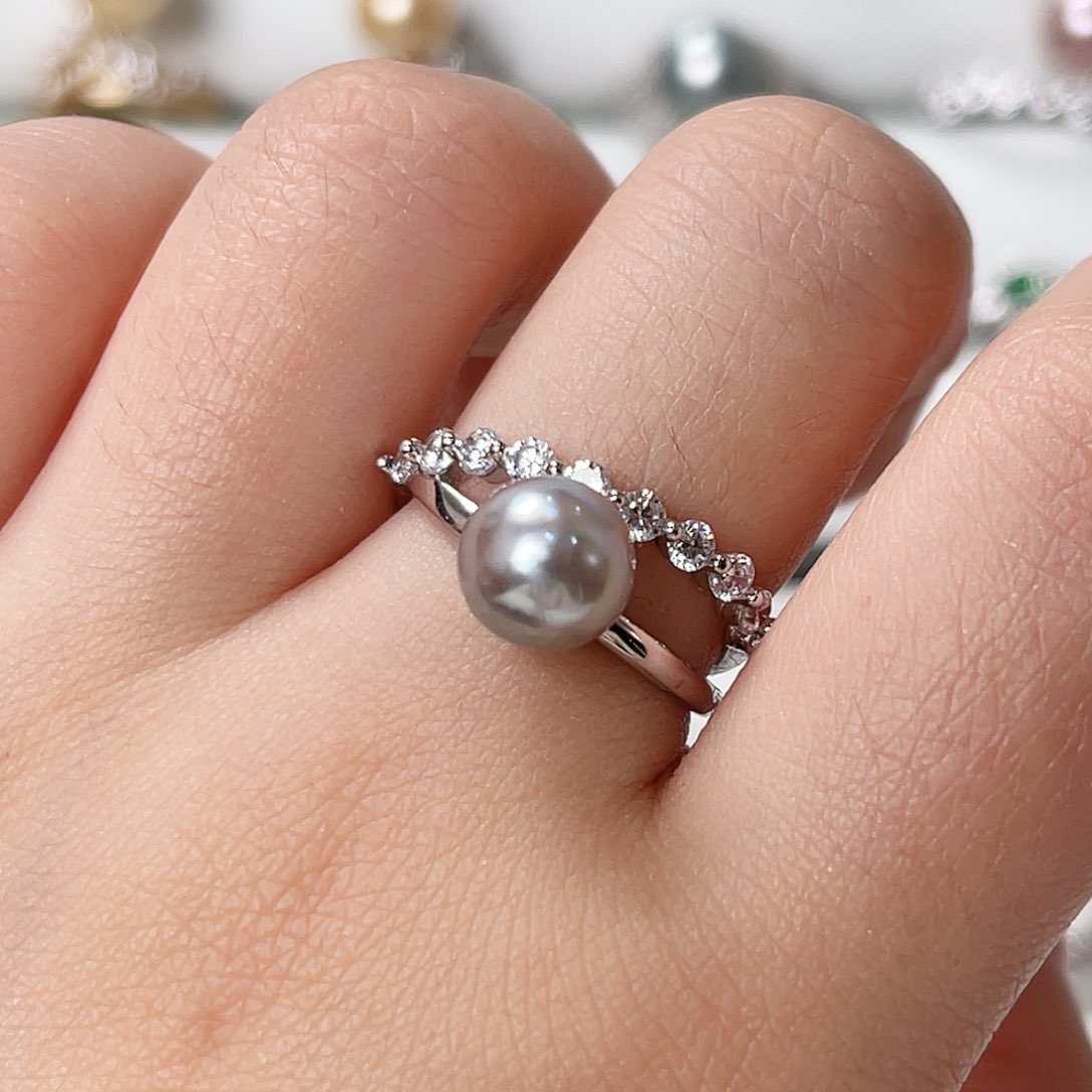 海水珍珠戒指银S925镶嵌