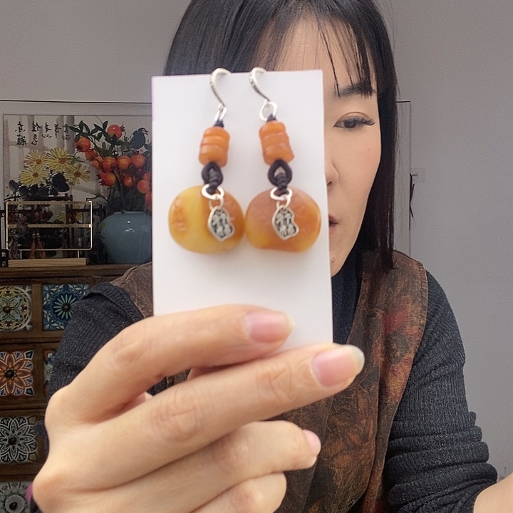 蜜蜡耳饰未镶嵌耳饰