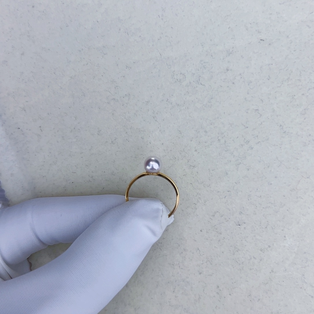 海水珍珠海水akoya设计款戒指6-7mm18K金镶嵌