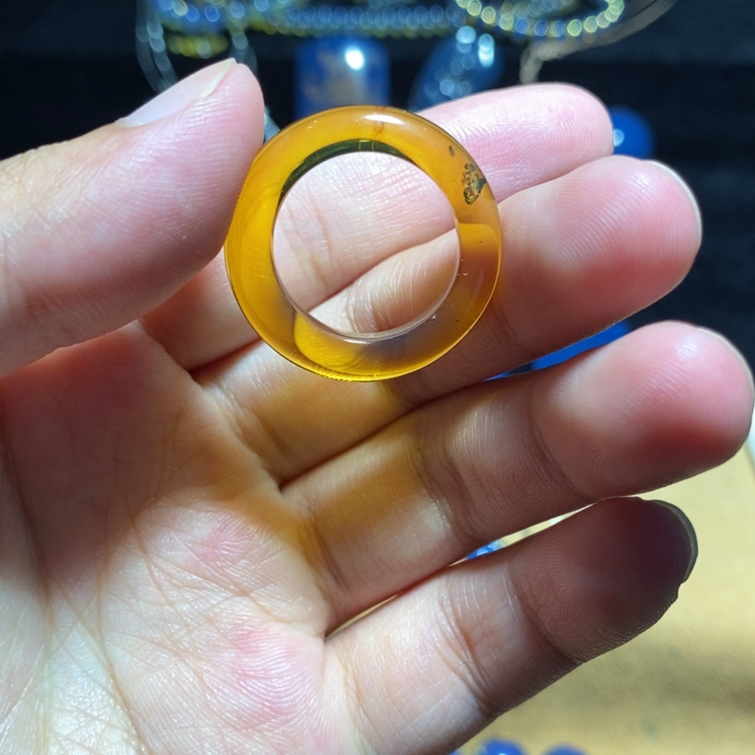 裸石琥珀未镶嵌天然蓝珀戒指