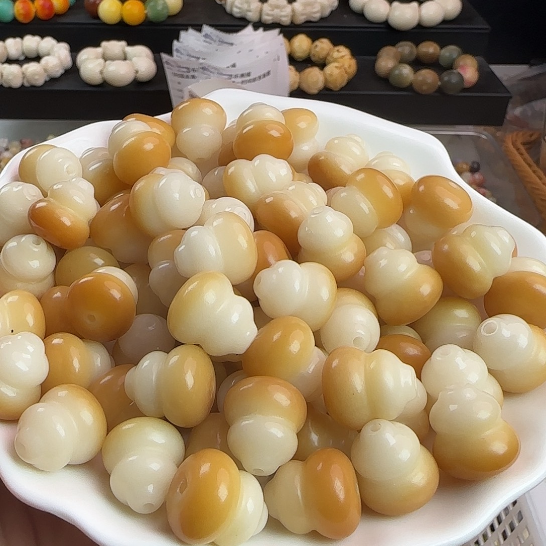菩提根/象牙果手串瑕疵卡17炭烤葫芦20颗不挑瑕