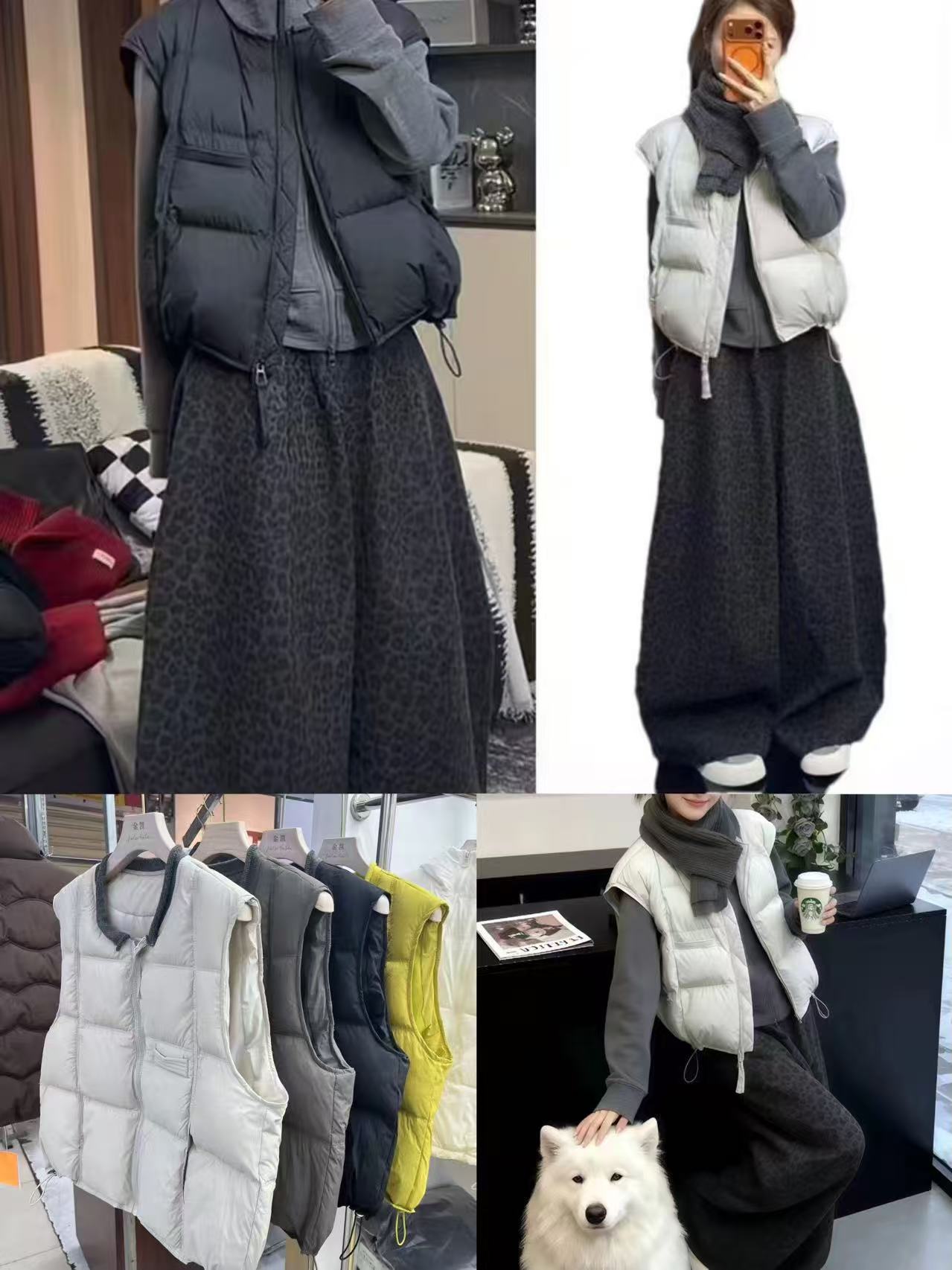 休闲风松紧腰微弹豹纹厚款休闲裤ins秋冬短款外穿