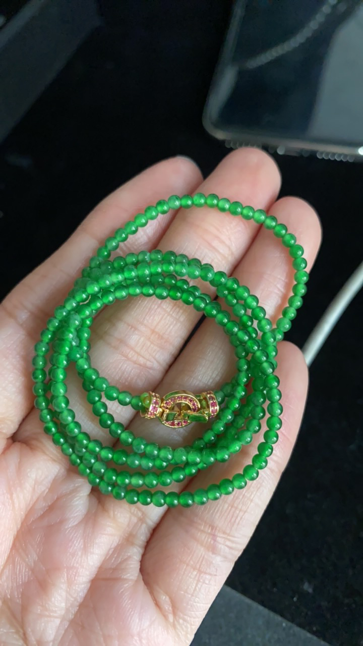 天然翡翠珠链卡2.5