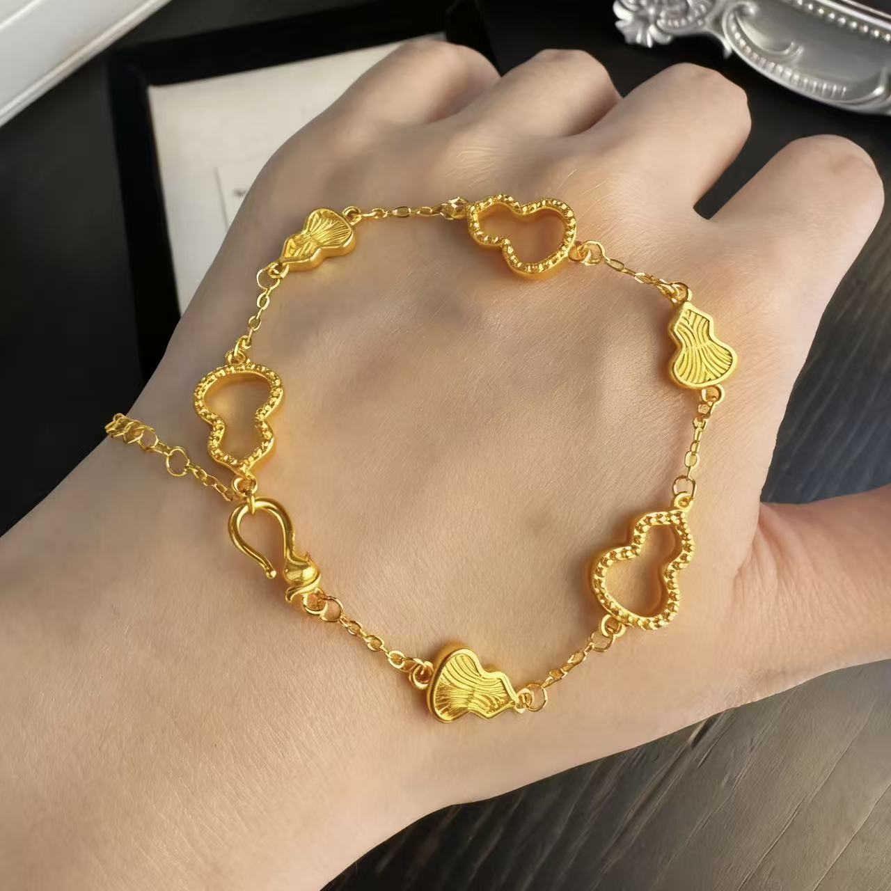 铜合金手链 铜合金手链【好运葫芦】古法新中式百搭可调节手链 S015