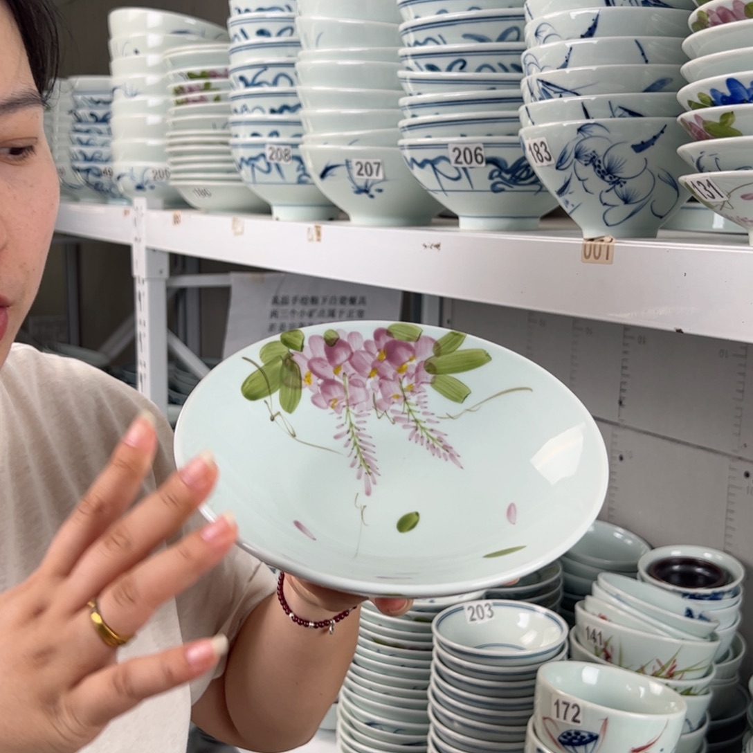微瑕手绘8寸玉兰盘（随机图案单只装）