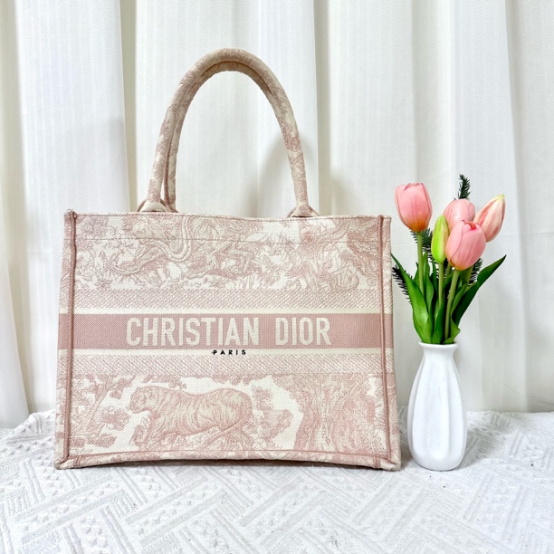 99新 DIOR/迪奥 粉色动物园中号托特包 尺寸36*26*15