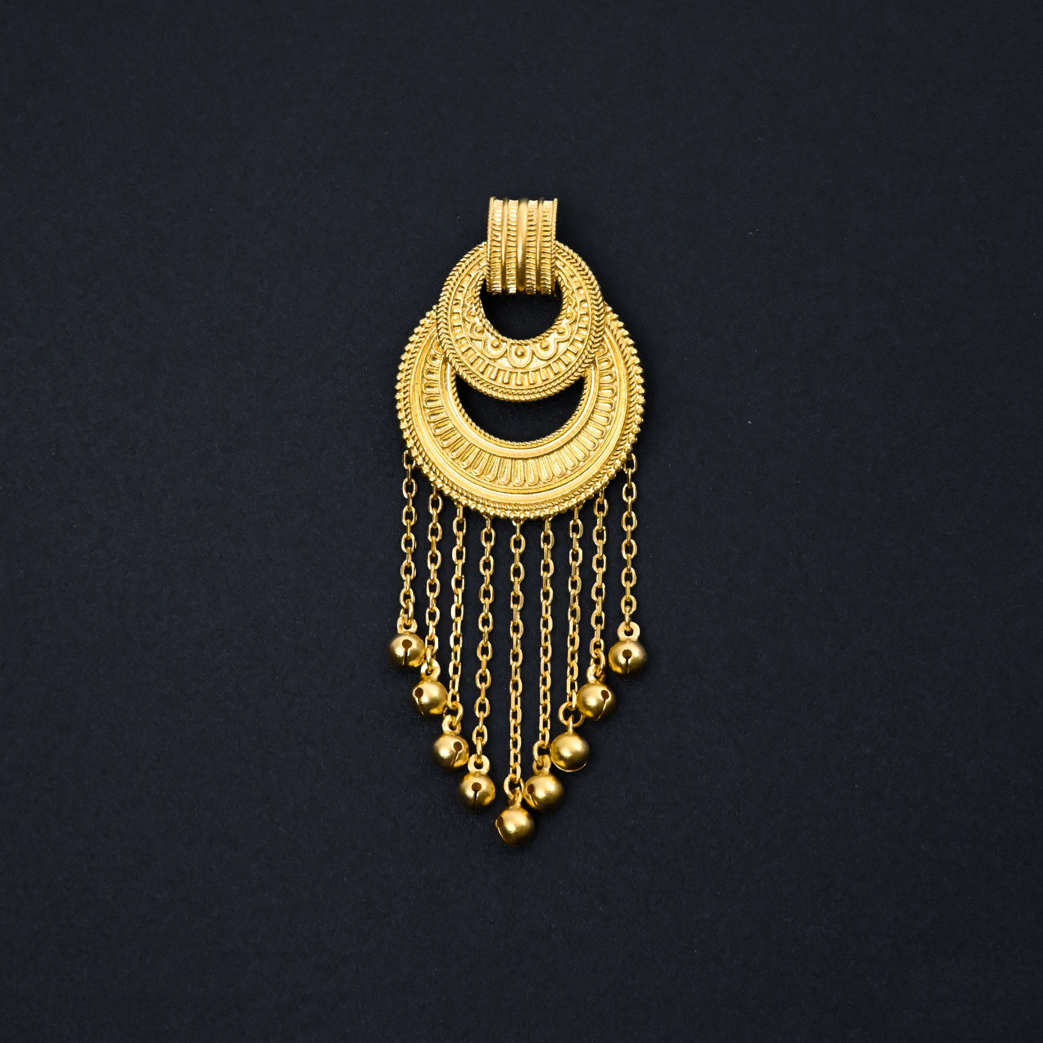 【金枝原】足金999 日月星辰流苏北齐吊坠